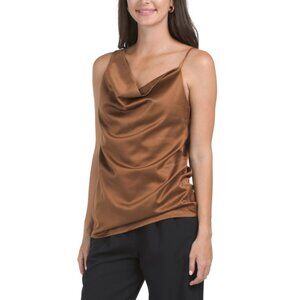 VENTI tobacco Made In Italy One Shoulder Satin Tank